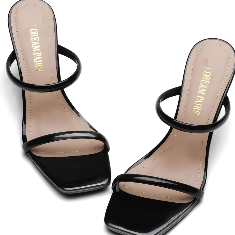 Black Wedge Sandal Slides Size 8